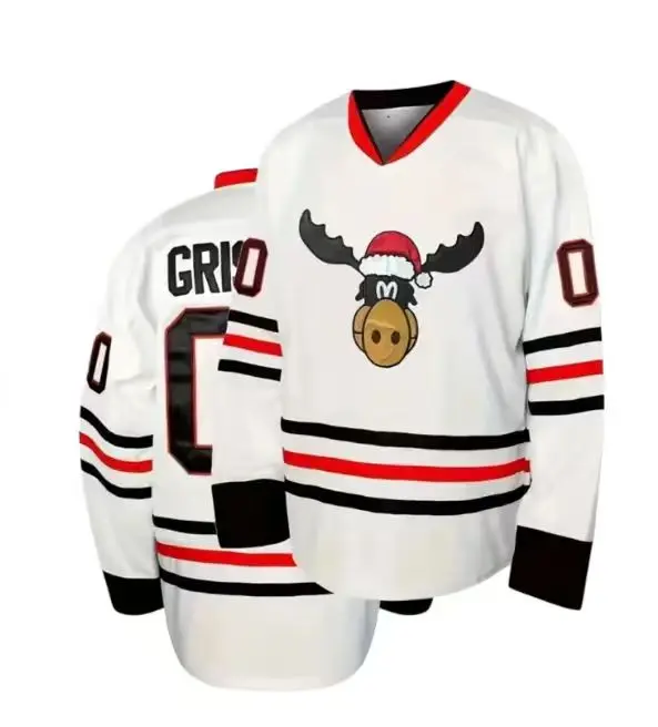

2025 New Men's Sports Long Sleeved T-shirt, Quick Drying Reindeer Christmas Jersey, Ice Hockey Jersey, Baseball Jersey Moto