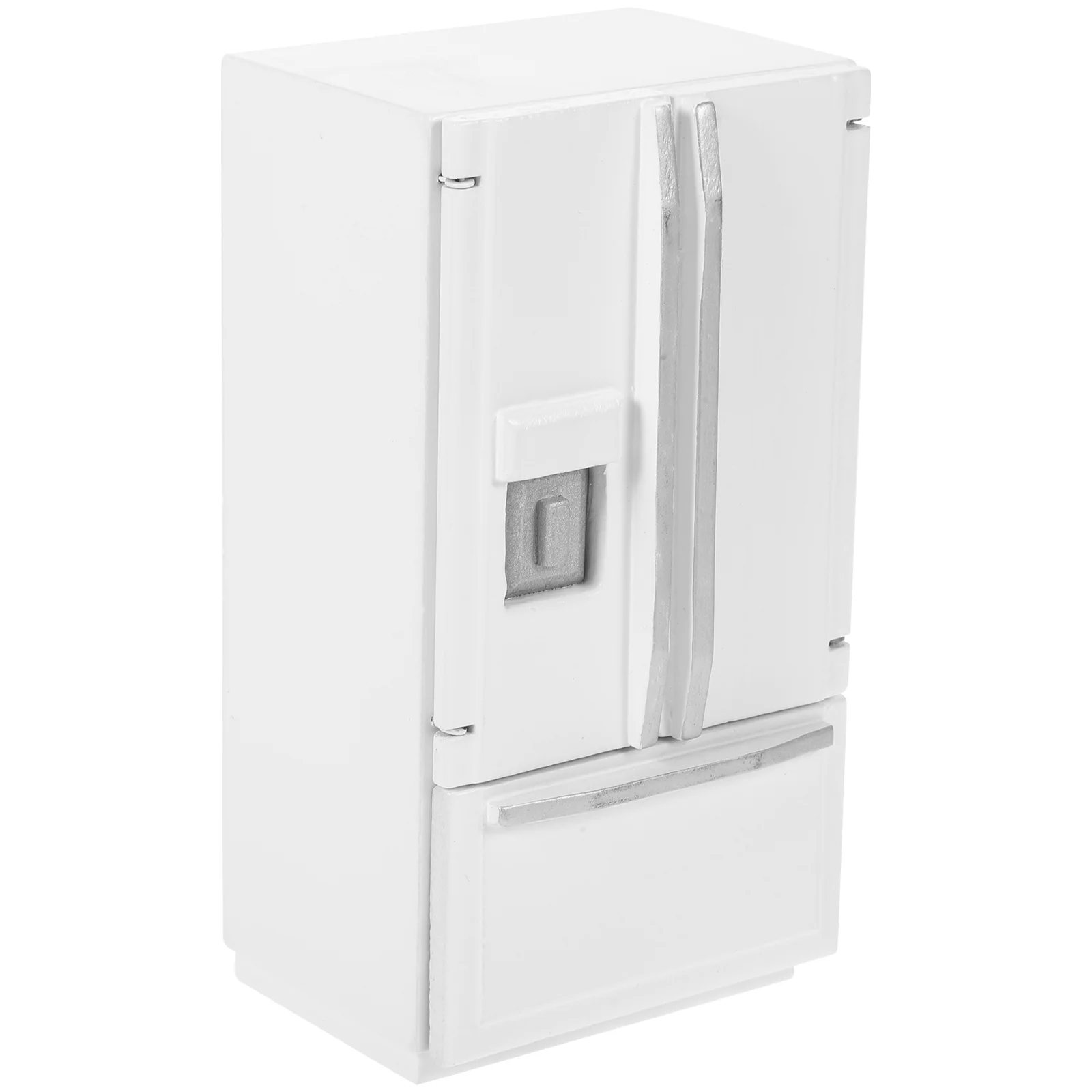 Household 1:12 Dollhouse Mini Furniture Model Kitchen Scene White Silver Gray Double Door Refrigerator (white) Toy Wooden Micro