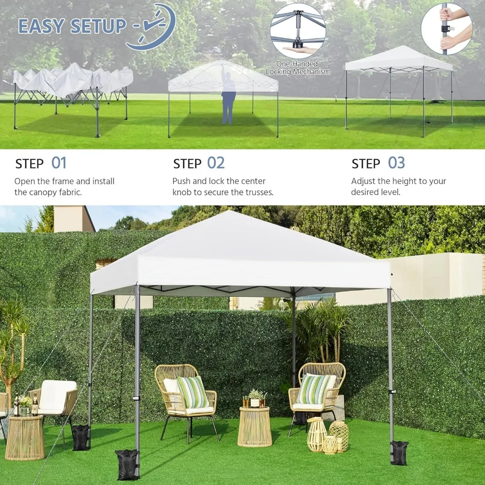 10x10 1-Person Setup Pop Up Canopy Tent, Instant Portable Commercial Canopy Tent, Outdoor Gazebo with 1-Button Push