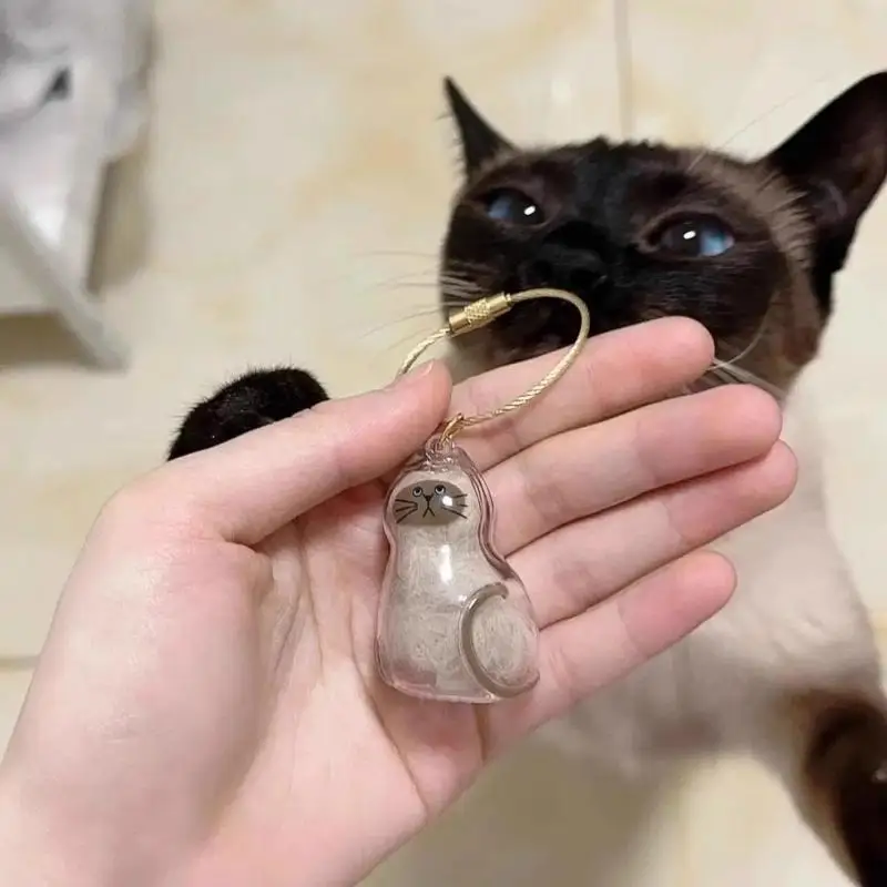 3pcs Cat Hair Storage Box Hanging Cat Keychain Pendant Pet H