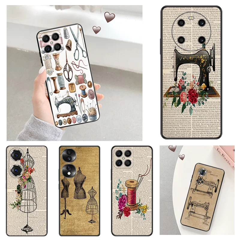 Soft Anti-Drop Phone Case For Honor X7b X6 70 90 X8 b X9A X9B Magic5 Pro X8A X6A Sewing Tailor Retro Pixel 8A 7A 6A 6 7 8 Cover