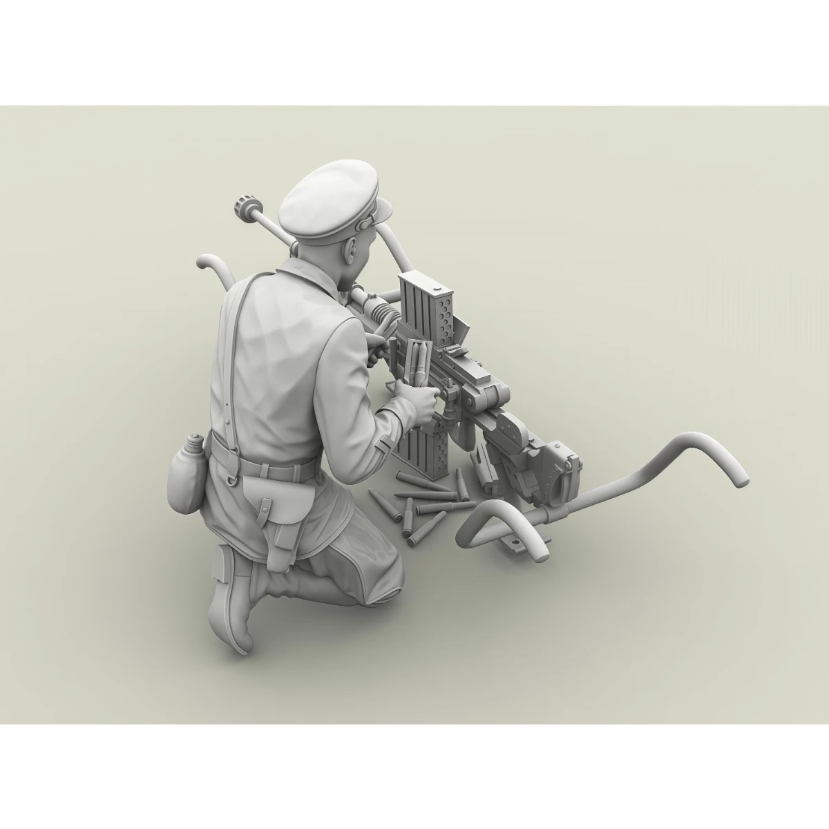 Unbemalter Resin-Modellbausatz im Maßstab 1:35, darstellend einen Hauptmann der Roten Armee, der ein gefangenes Panzergewehr hält, unmontiert und unbemalt GK