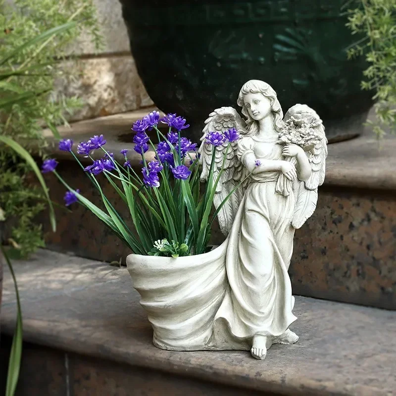 

Garden flower pots retro garden landscapes courtyard villas Ornaments creative angel resin sculpture flower pots Home Deoration