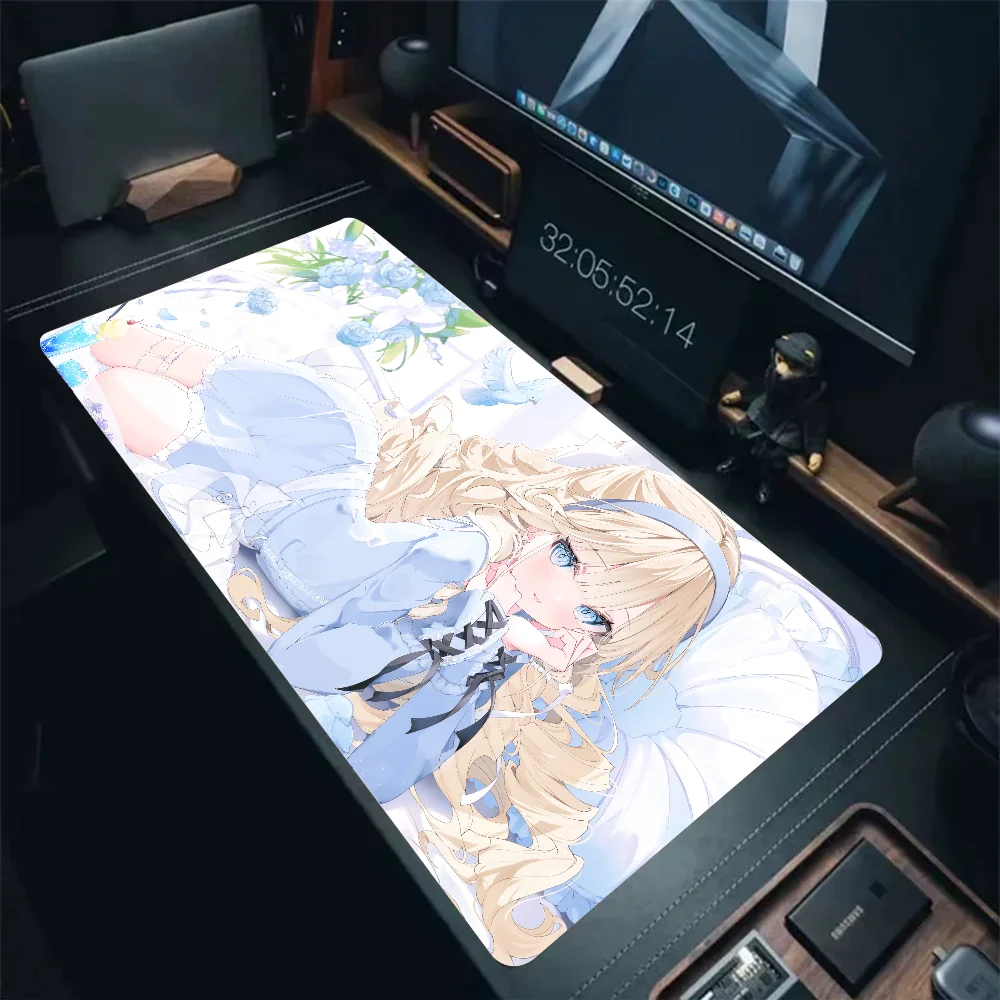 Alas Mouse Mousepad anak perempuan Anime lucu dengan bantalan Aksesori Gaming alas Keyboard XXL