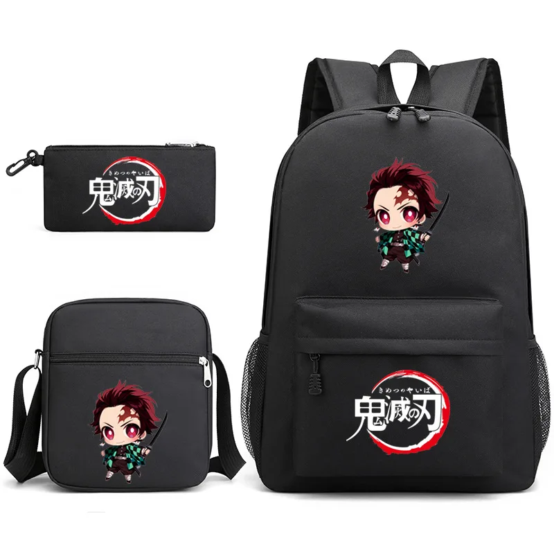 Demon Slayer Anime 3 pezzi/set zaino Nezuko borsa a tracolla per scuola per studenti bambini zaino da viaggio carino regali di compleanno per bambini