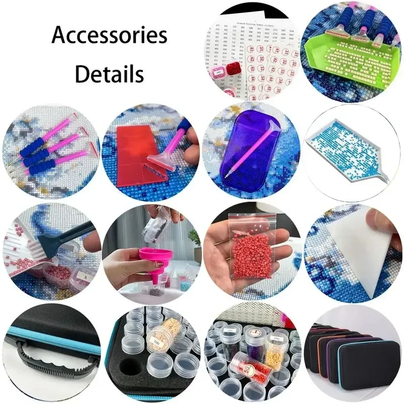 30/60/120 Grids Diamond Painting Tools Kits Diamond Paint Accessories Container Storage Bag Grids Box Pen Handbag