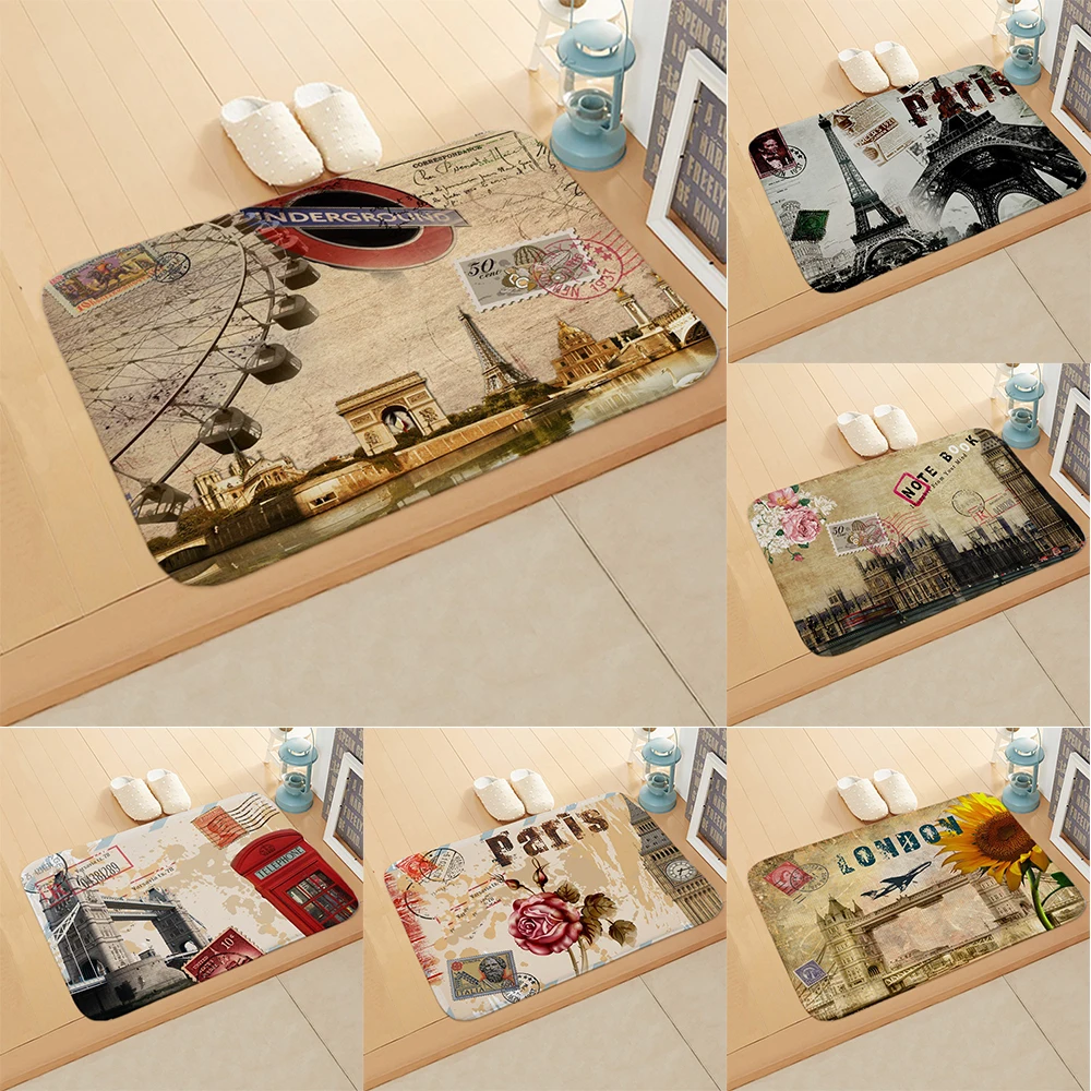 New European and American retro butterfly tower British style carpet absorbent bathroom mat home decoration carpet