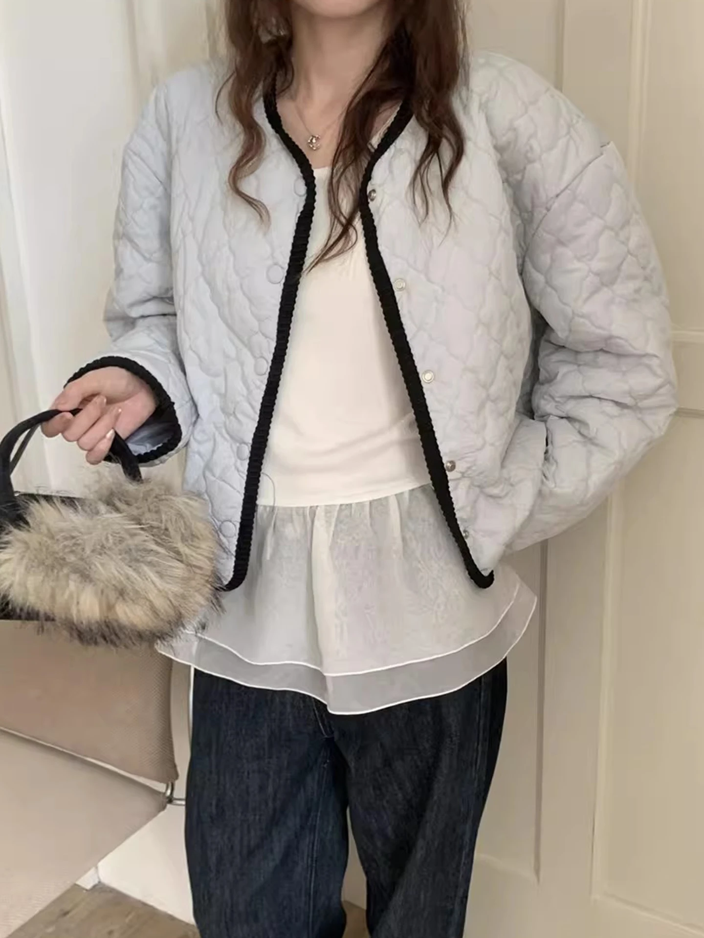 

Женское мягкое хлопковое пальто с фланелевой подкладкой, свободного кроя, с круглым вырезом, на одной пуговице, однотонное, для осени и зимы, теплое