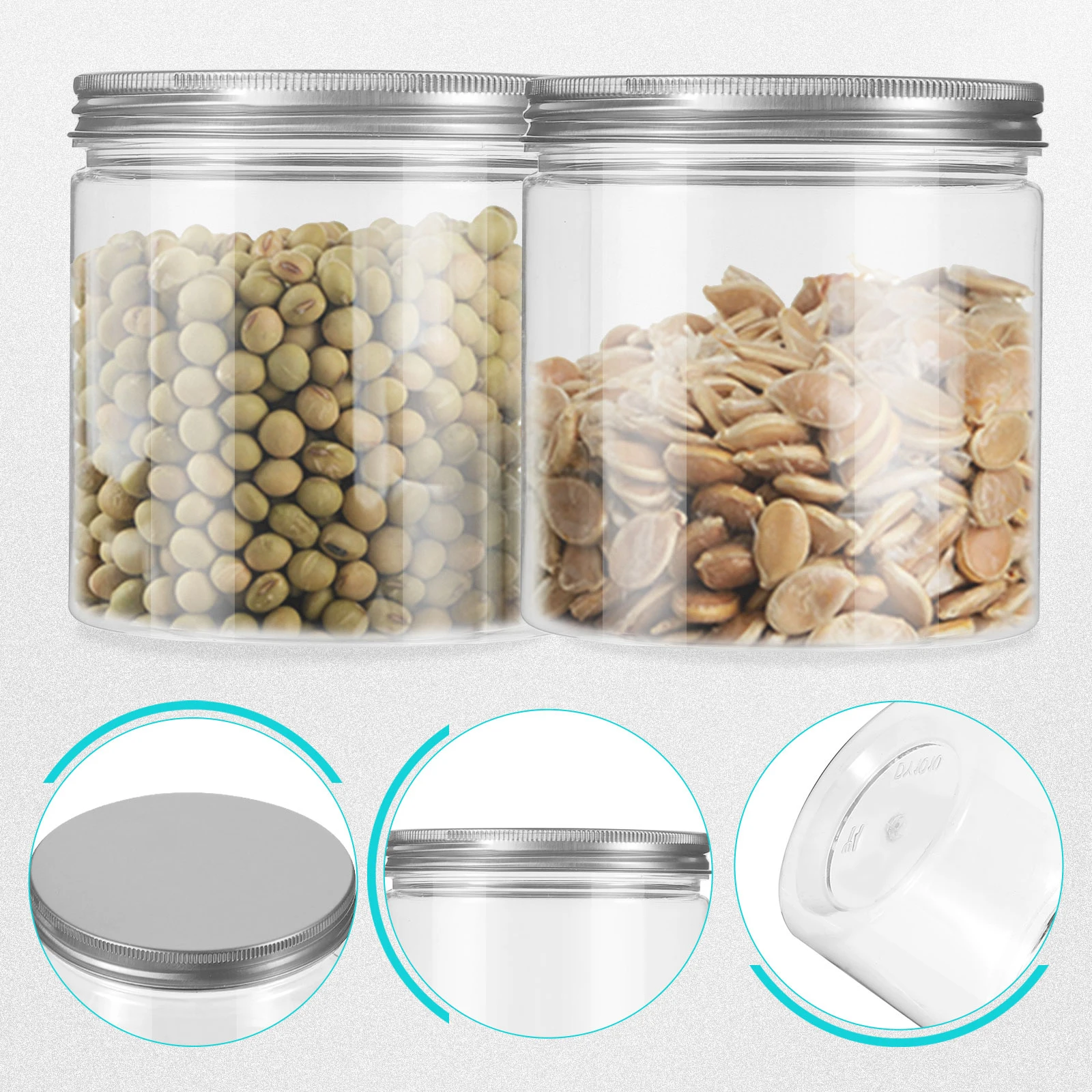 

12pcs 200Ml Plastic Storage Containers Transparent Kitchen Bottles Lids Dry Food Tea Snacks Food Grade Sealable Dustproof