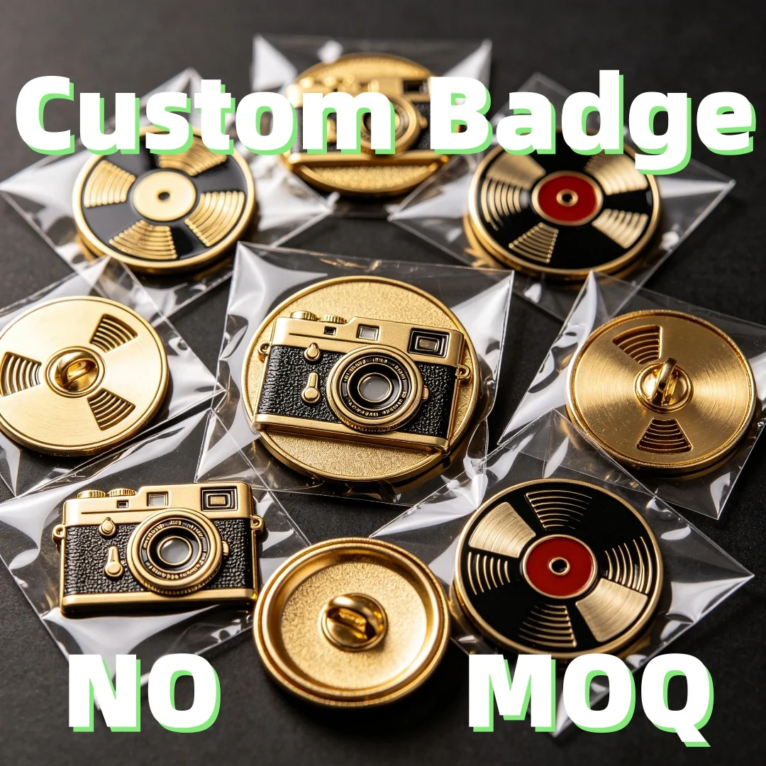 Custom Vintage Camera Vinyl Record Metal Lapel Pin Personalized Retro Music Film Enamel Brooch Backpack Clothes Decor Gift