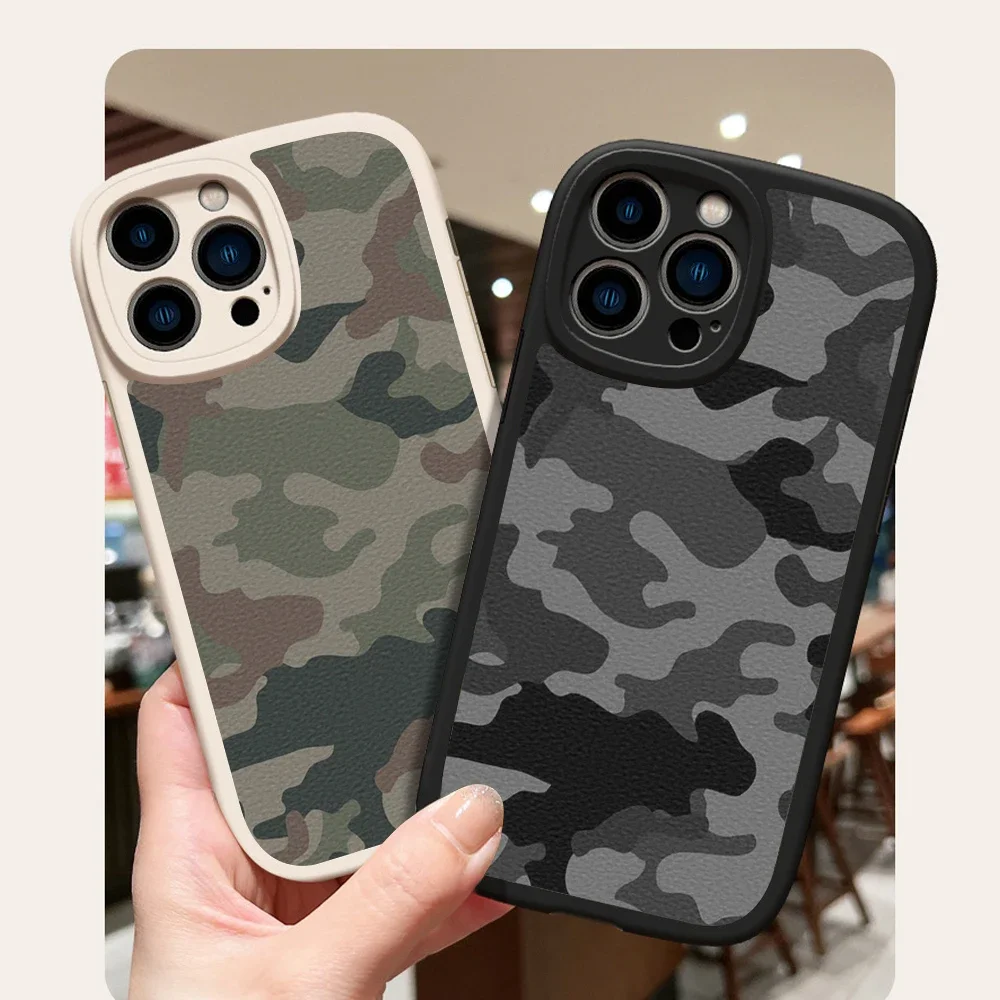 For Iphone15 Camouflage pattern soldier Phone Case for Iphone 13 11 12 13 14 Pro MAX Plus X XS XR 14 Lambskin Protective Covers