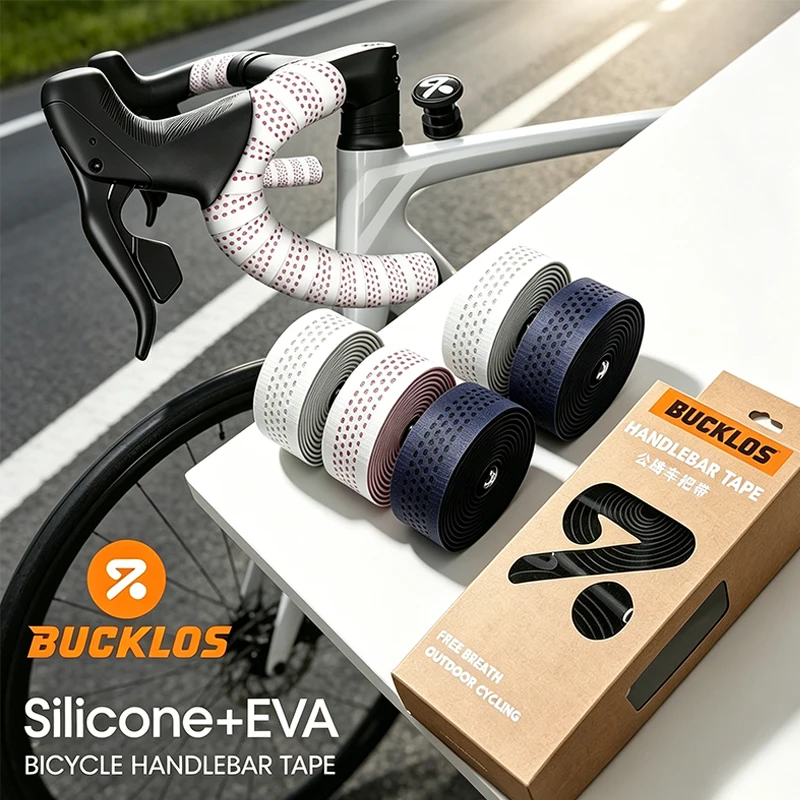

BUCKLOS Anti-slip Bike Handlebar Tape Silicone EVA Soft Breathable Bar Tape Sweat-absorbing Thickened Grip Wrap Cycling Bar Tape