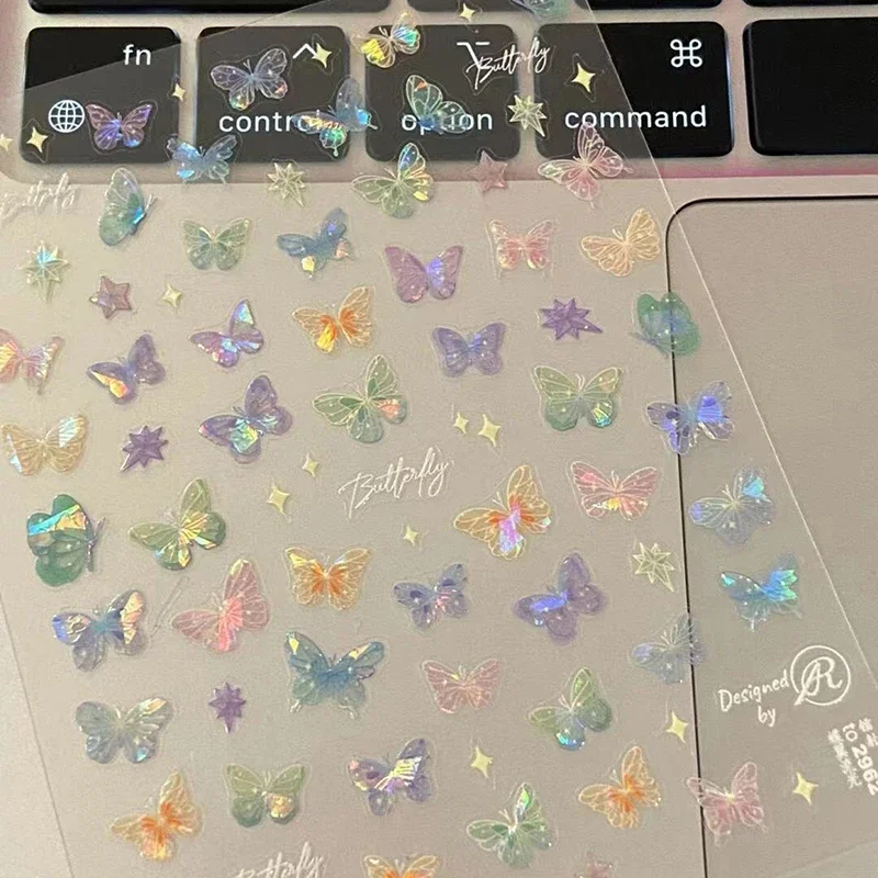 1/5sheets Colorful Butterfly Fairy Stickers Fashion Butterfly Wing Streamer Stickers Advanced Embossed Nail Art Stickers 2025 image 4