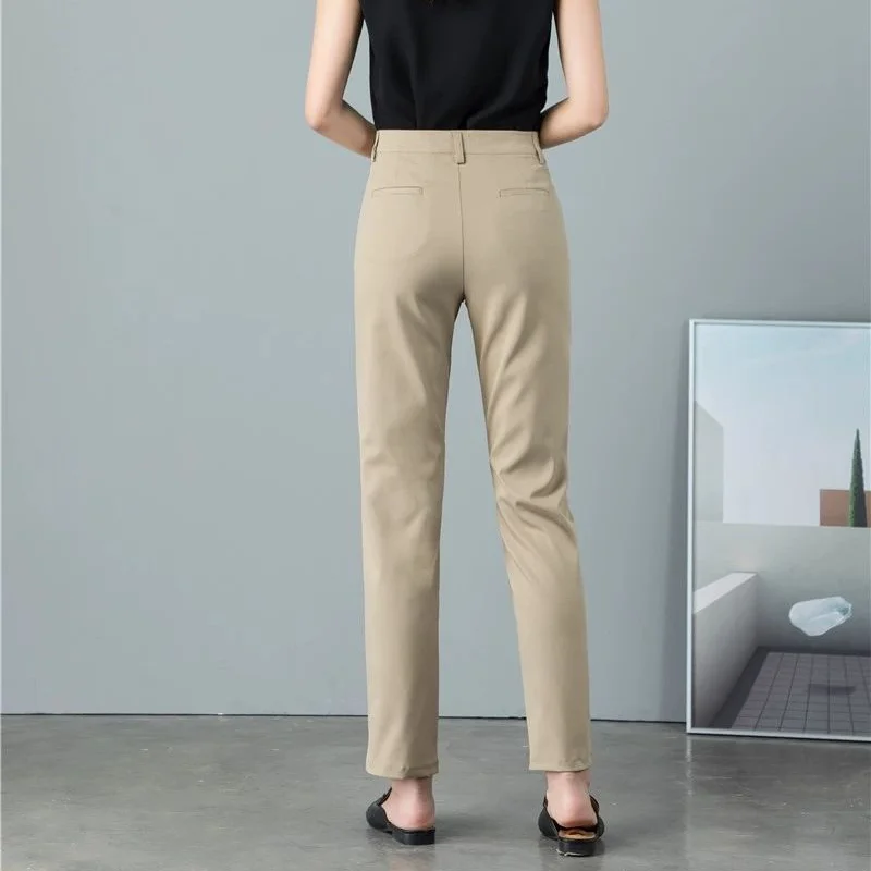 Pantalon crayon taille haute pour femme, vêtement de bureau, tendance, printemps, 8 documents