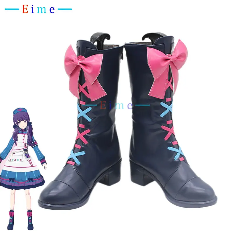 Chaussures de Cosplay Asahina Mafuyu en Cuir PU, Bottes de Carnaval d'Halloween, Accessoires de Cosplay PJSK sur Mesure