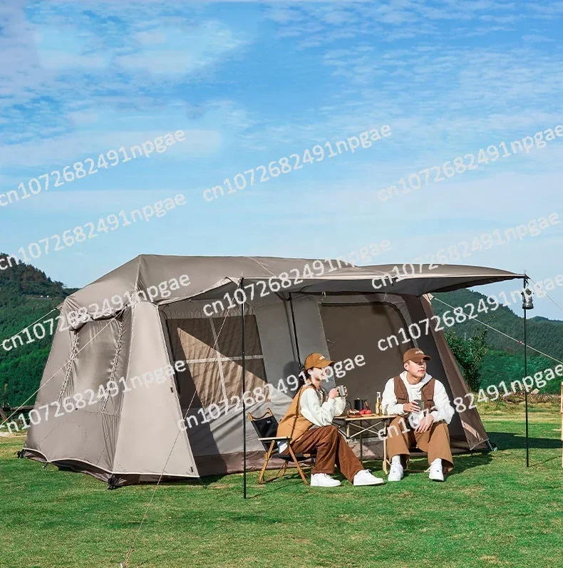 Outdoor Camping Two Bedroom Family Tent Village 13 Automatic Tent with Atmosphere Light Strip