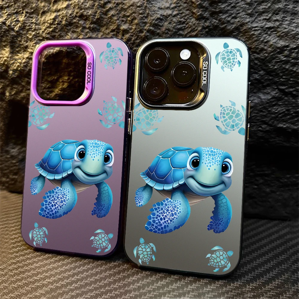 Cute Blue Turtle Phone Case For iPhone 16 Pro Max Case iPhone 14 15 13 12 11 XS X 15 14 Plus 12 13 Mini Protection Hard Cover