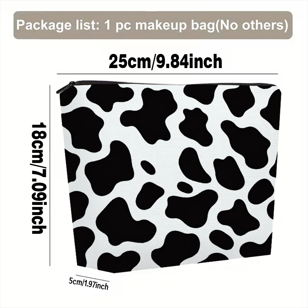 Black And White Cow Print Pattern Makeup Bags for Girls Cosmetic Pouch Toiletry Bag Pencil Case Travel Storage