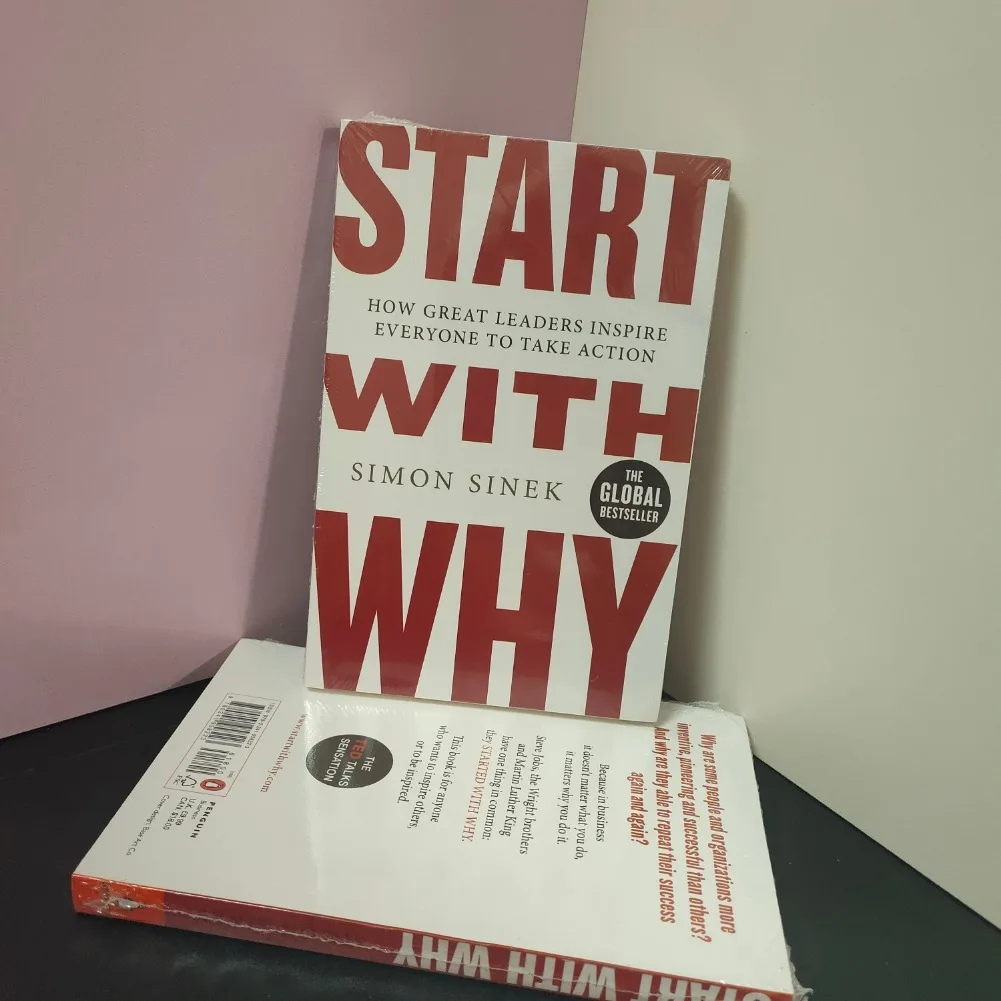 ابحث عن لماذا والبدء مع Why من Simon Sinek للإدارة التحفيزية والقيادة والأعمال التجارية والروايات الإنجليزية وغلاف عادي
