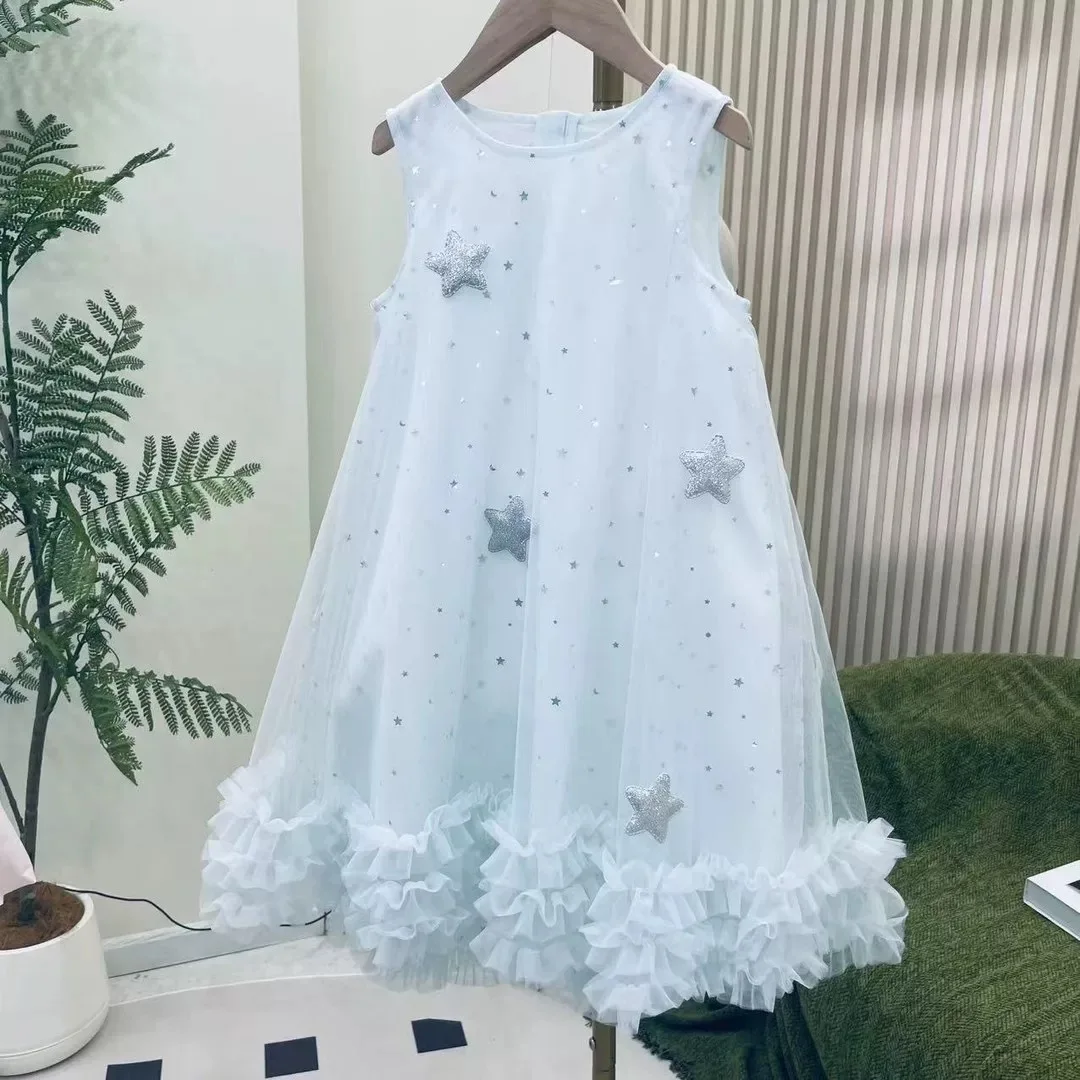 Girls Princess Dress Summer 2026 New Beautiful Foreign Style Girls White Dress Children's Butterfly Wings Dress