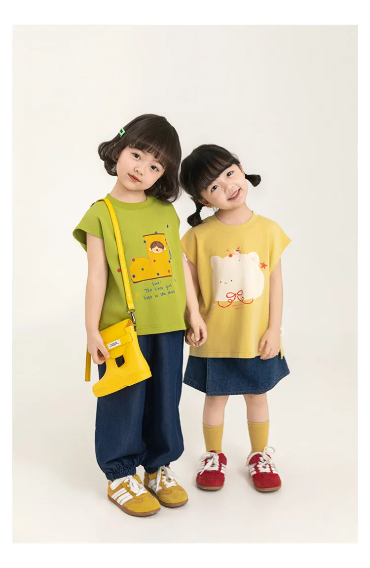 2026 New Summer Girls Cartoon Pajamas Set Breathable Mosquito Proof Sleepwear Kids Casual Homewear