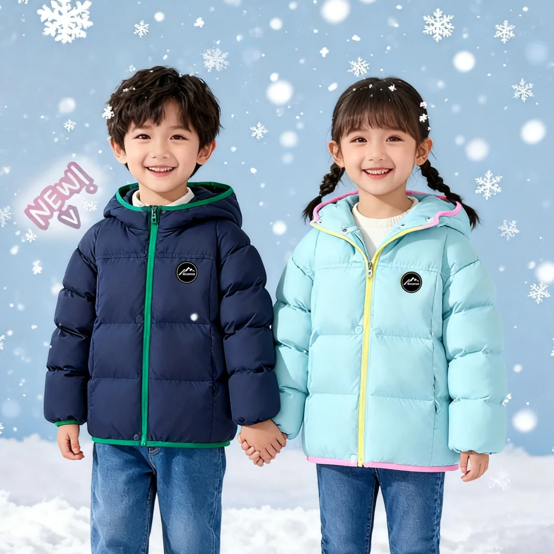 

Kids Winter Thickened Cotton-padded Jacket Warm-keeping Windproof Soft Comfortable Down Jacket Cold-resistant Hooded Jacket