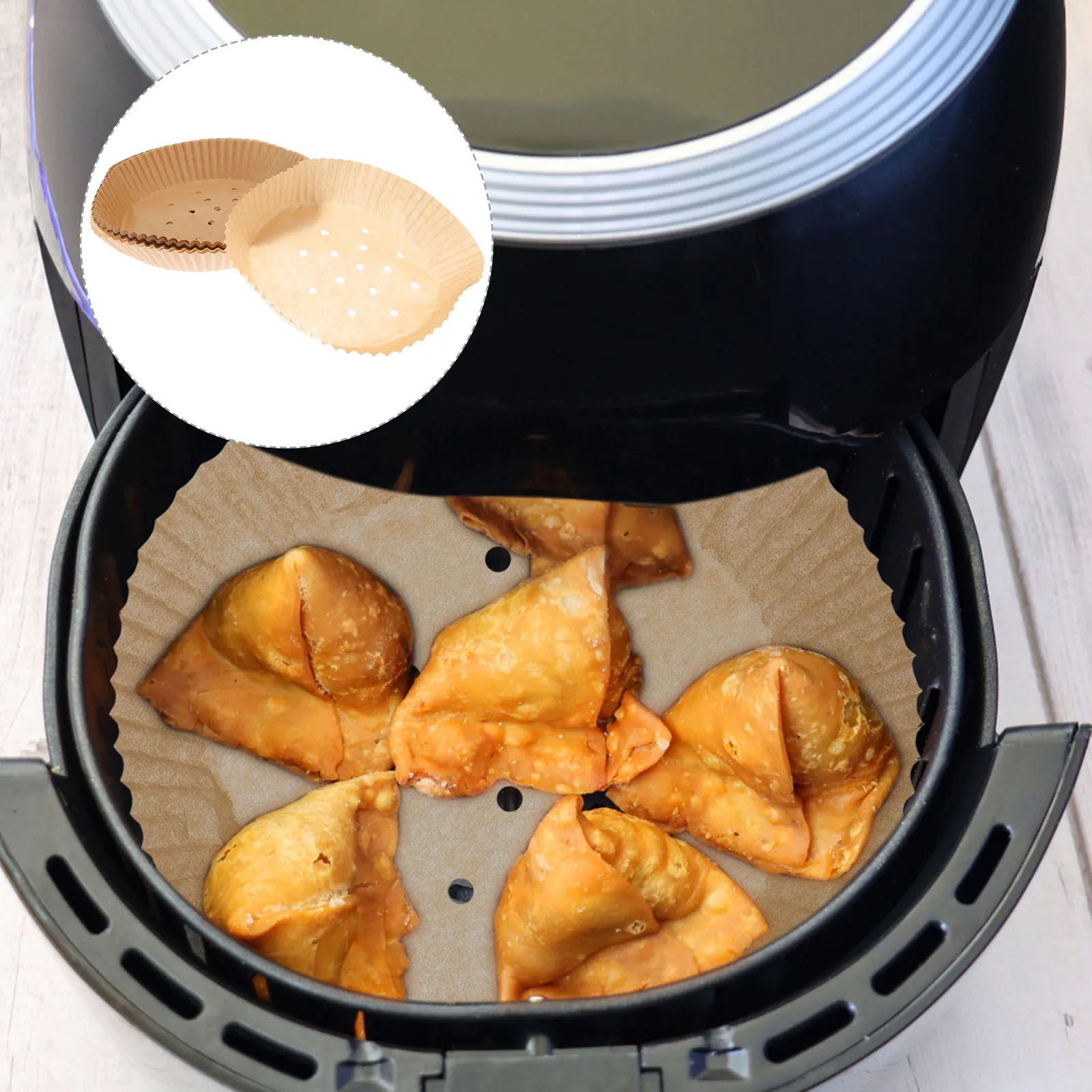 

50pcs Paper H Air Fryer Liner Disposable Baking Oilproof Baking Liners Pastry Oilproof Non Stick Khaki Accessories