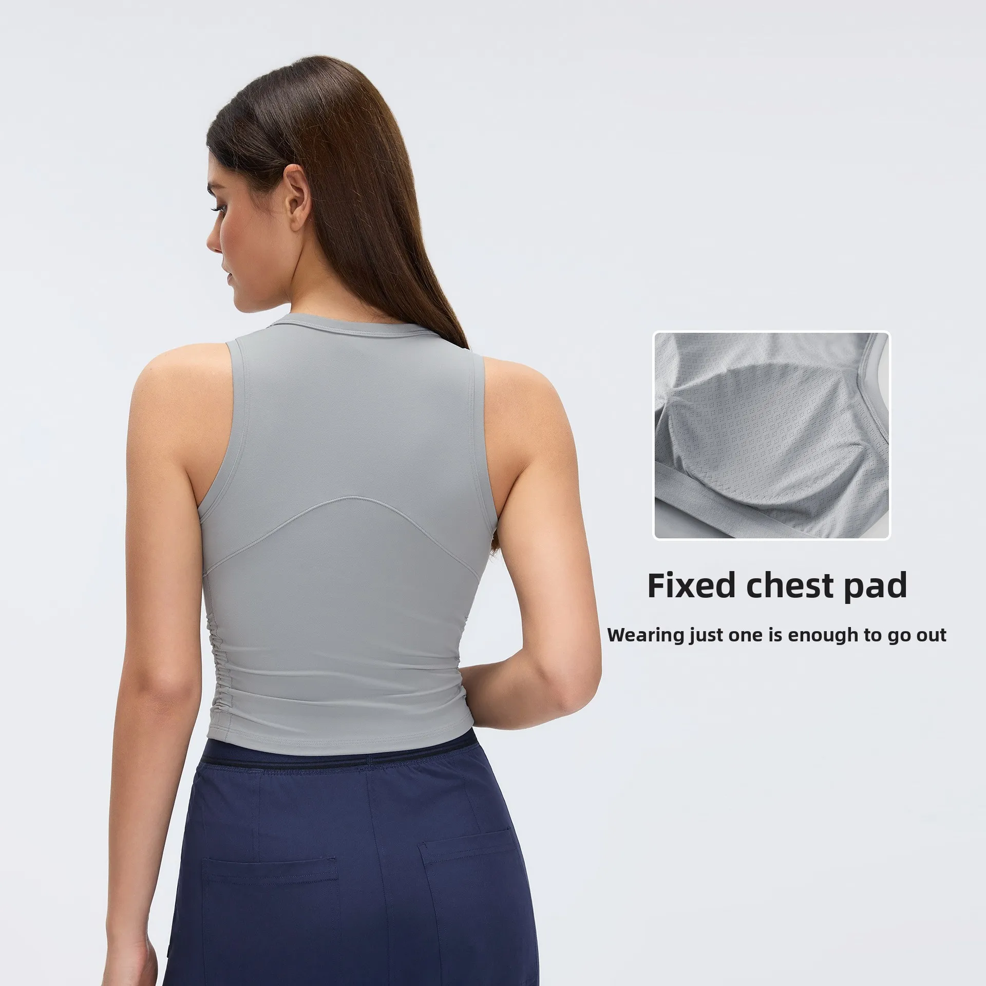 Women's Semi Fixed Cup Sports Vest for Outdoor Fitness Training Running Cycling - Slimming Tight Fitting Short Top