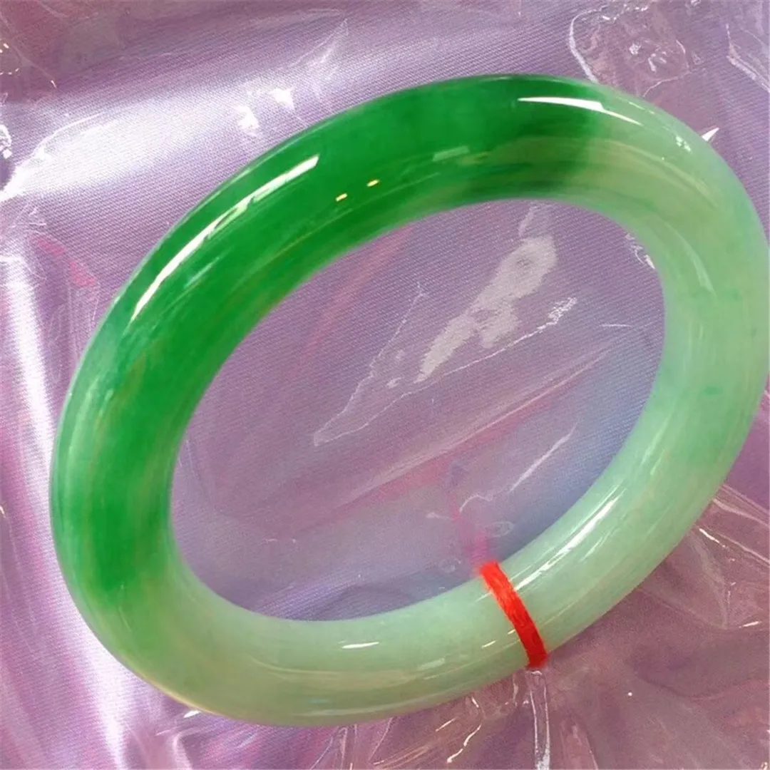 

Natural Glutinous Beautiful Jade Bracelets Hot Selling Women's Floating Green Myanmar Round Bangle Hand Decoration Jewelry