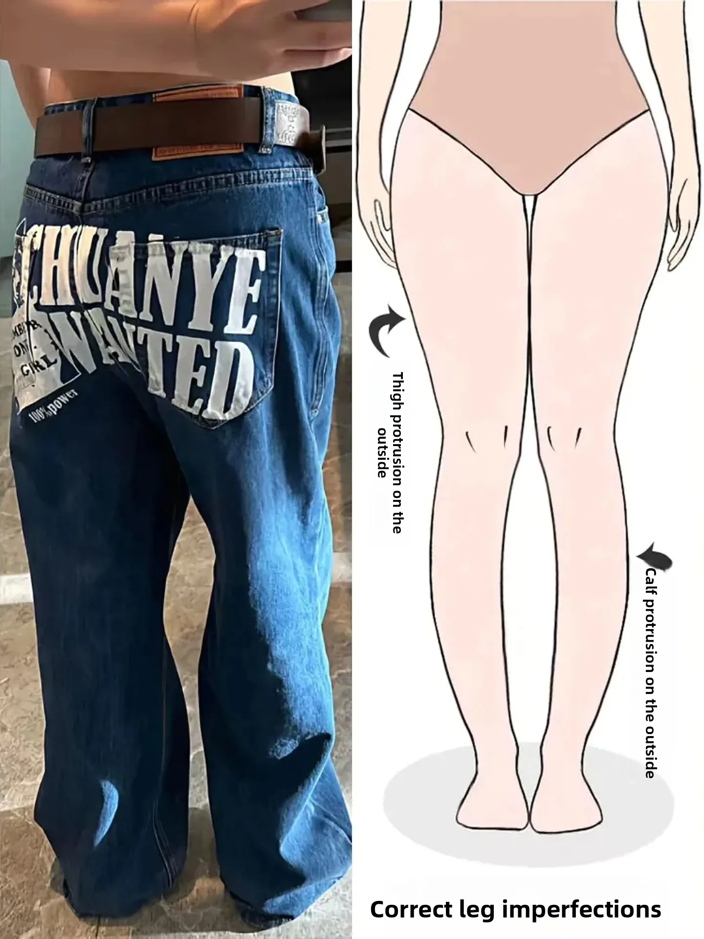 

Ретро-джинсы с американским принтом, женские, осенние, новые, в уличном стиле, широкие брюки, модные, с высокой талией, на молнии