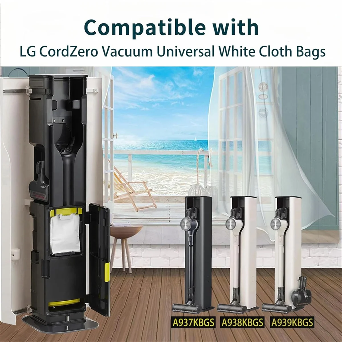 T72C 16 Pack Vacuum Dust Bag for LG CordZero All-In-One Cordless Cleaner A937KGMS A939KBGS Vacuum Bags Replacement