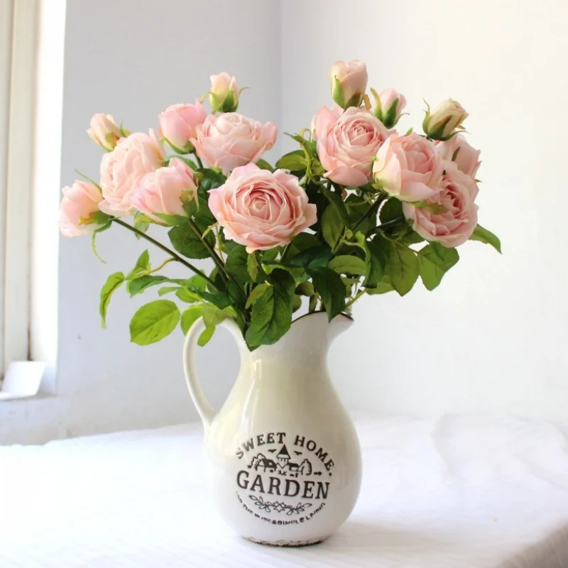 

12/18/24/30pcs Artificial Flower Bouquet of 3 British Roses for Christmas Party Decor Wedding Marriage Arrangement Decoration