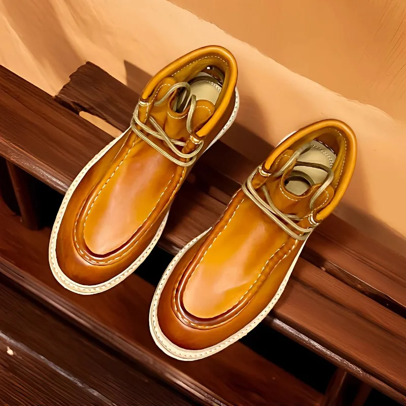 

Vintage Cowhide Washed American Genuine Leather Western Boots Men's Shoes High Top Work Motorcycle Desert Male Ankle Boots