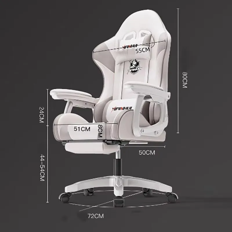 Ergonomic With Lumbar Office Chair Cream Wind Nordic White Relax Gaming Chair Cute Neck Pillow Chaise Bureau Home Furniture