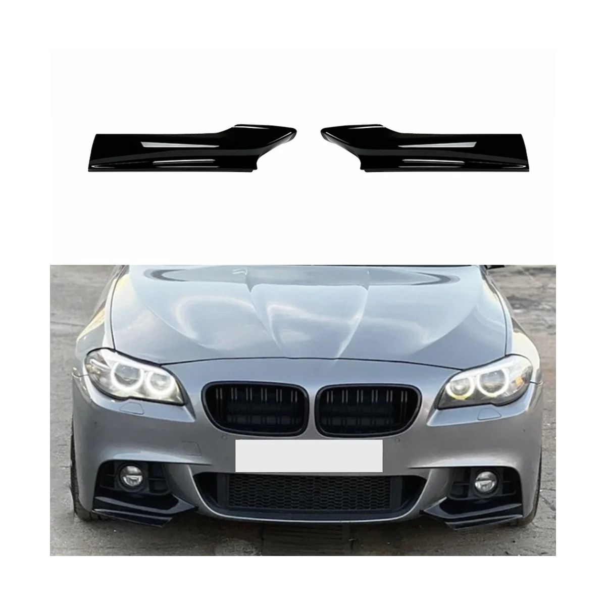 

Car Bright Black Front Bumper Lip Angle Diffuser Splitter Spoiler Protector for BMW 5 Series F10 F11 M Sport 2011-2017