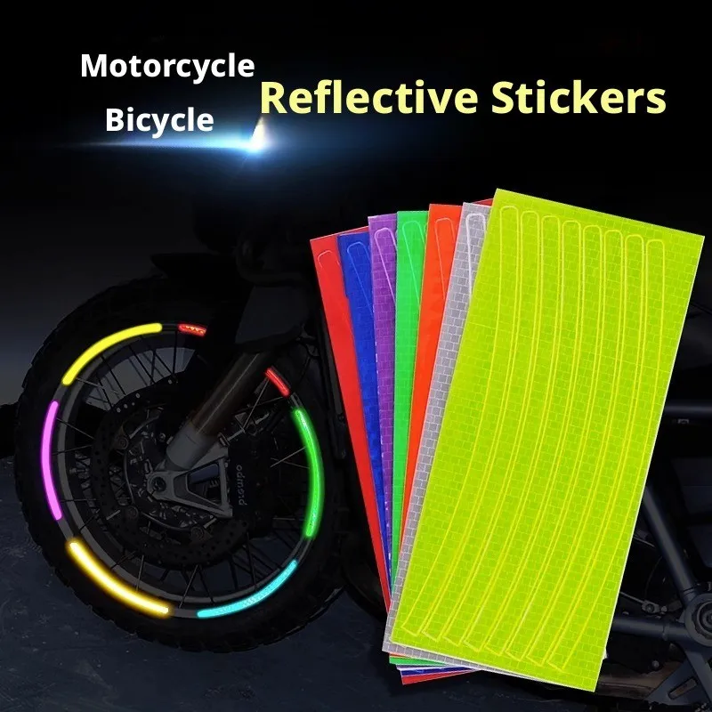 Bike Wheel Reflective Stickers Rim Tape Bicycle Safety Reflector Decals Flame Style Spoke Strips MTB Road Cycling Accessories