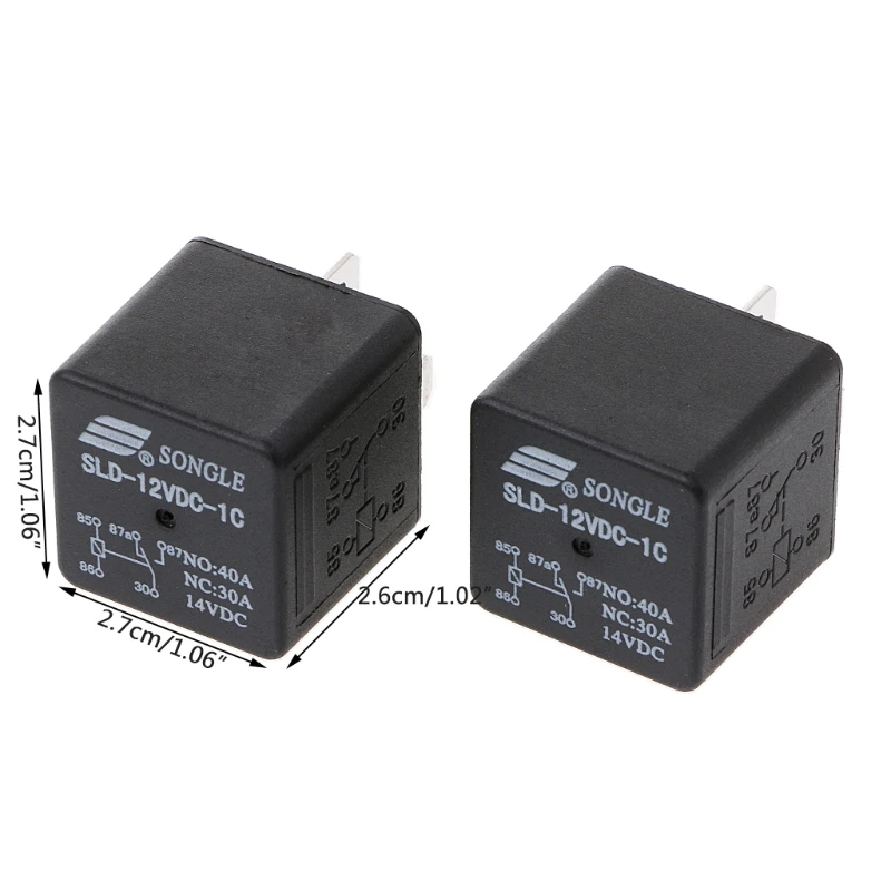 새로운 2Pcs SLD-12VDC-1C 1.6W 고전력 릴레이 NO 40A NC 30A 5핀 자동차 릴레이
