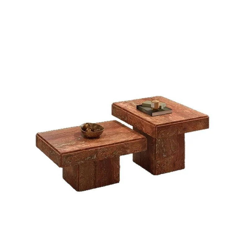 

Minimalist natural cave stone tea table combination square small tea table small apartment living room home use