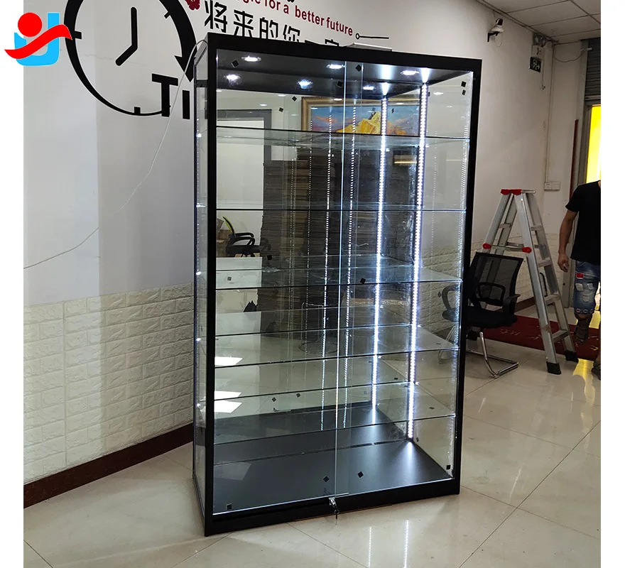 Custom.6 Layers Full Vision Retail Smoke Shop Showcases Glass showcase Glass Display  Display Cabinet Toy Display with Light Str