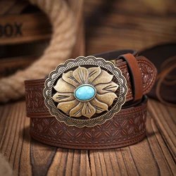 A casual, individual and retro belt, Western-style clothing accessory, metal buckle, PU belt, suitable for both men and women