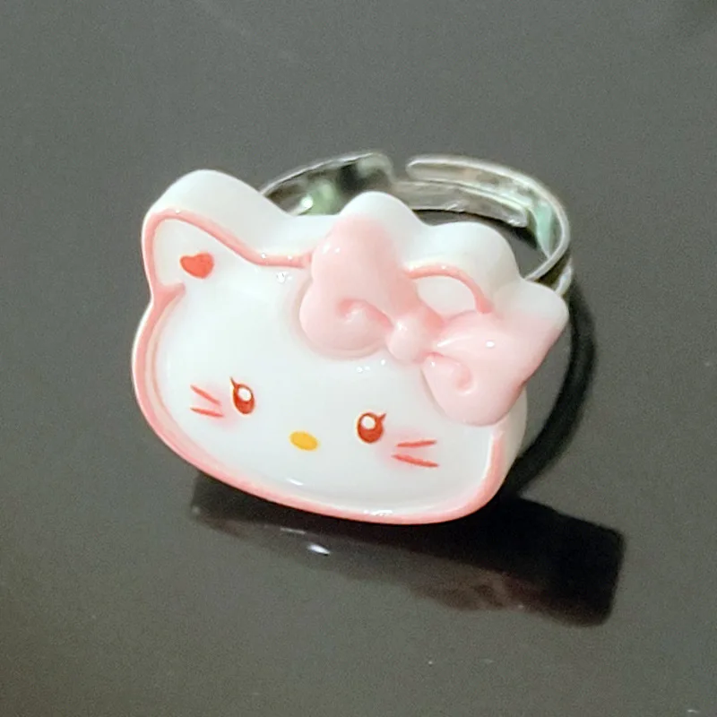 Sanrio Hello Kitty Cartoon Ring Anime Figures Kuromi My Melody Pochacco Cinnamoroll Ring Q Figural Cute Girl Rings Birthday Gift