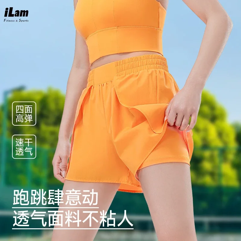 

Women's Running Gym shorts,loose fitting Breathable Quick drying Double layer Fitness marathon Yoga Pilates Fitness shorts