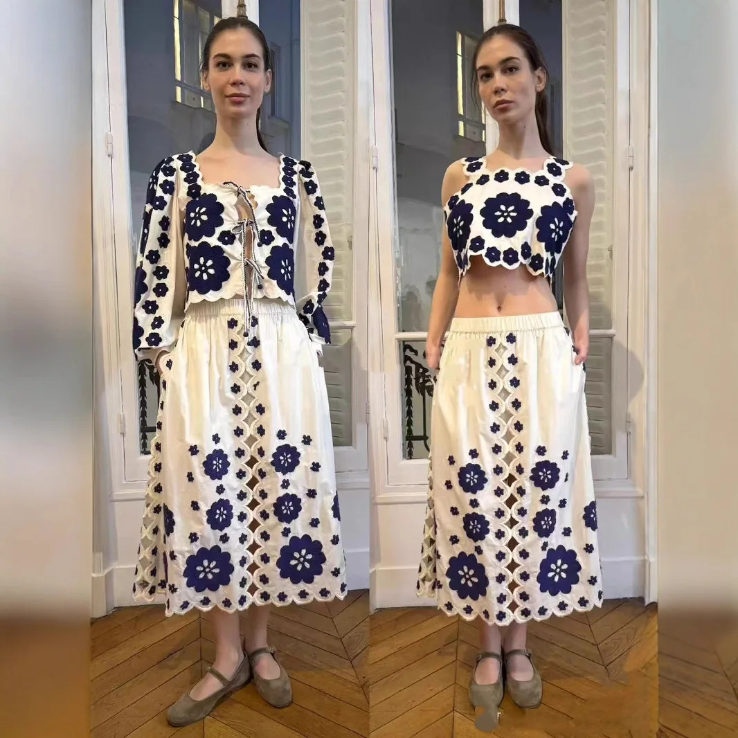 

Комплект из топа и жилета с поясом и юбки в стиле ретро, плотный рабочий хлопок, длинный све, осенний ансамбль Faion, маленький ранний осенний комплект...