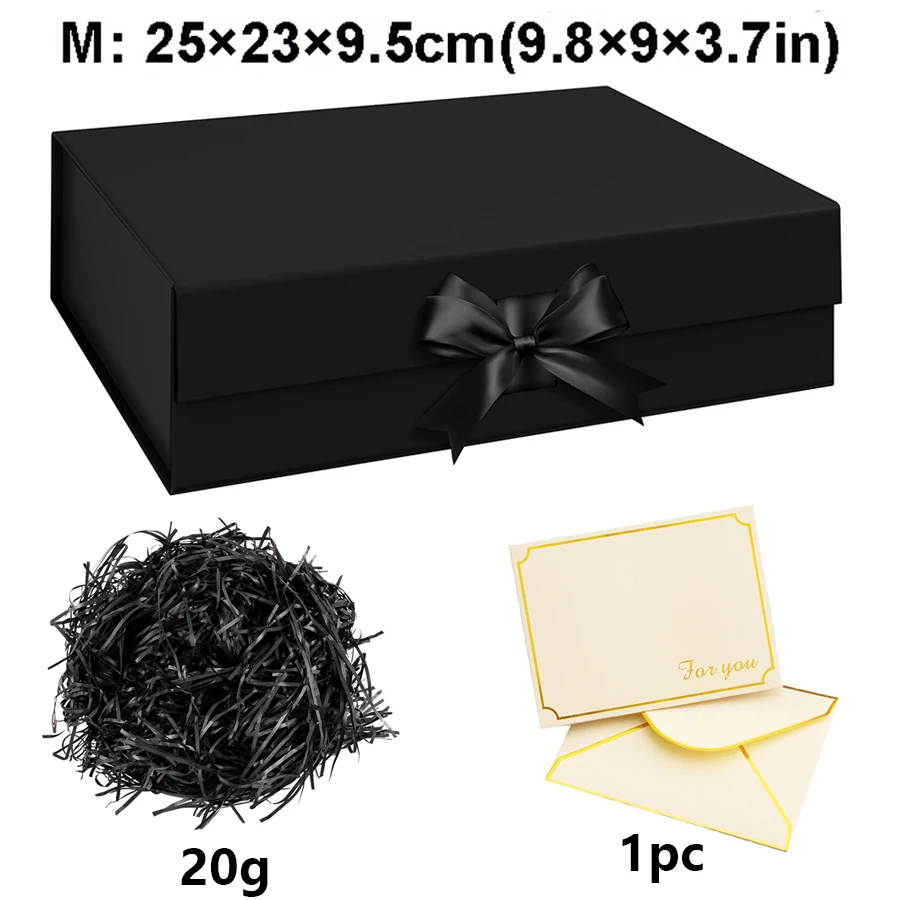 Rosa/schwarze Geschenkbox mit Magnetverschluss und Bastgoldumschlägen, Hochzeit, Geburtstag, Schmuck, Verpackung für besondere Anlässe JXB
