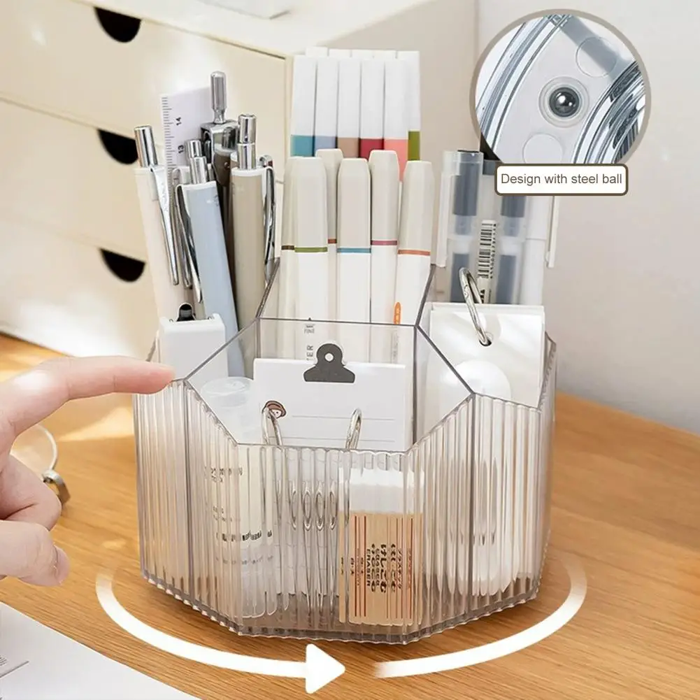 حامل قلم متعدد الاستخدامات سهل التنظيف ، يدور 360 درجة ، سعة 5 مقصورات ، مثالي للمنزل والمدرسة والمكتب