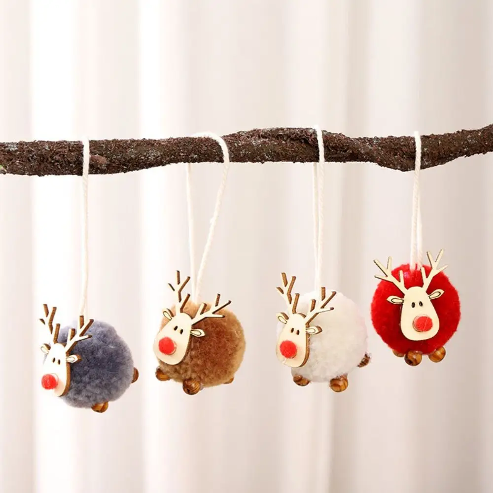 

Lovely Wooden Elk Christmas Tree Ornaments Wool Felt Mini Wooden Deer Ornaments Felt Deer Elk Hanging Pendant Festive Atmosphere