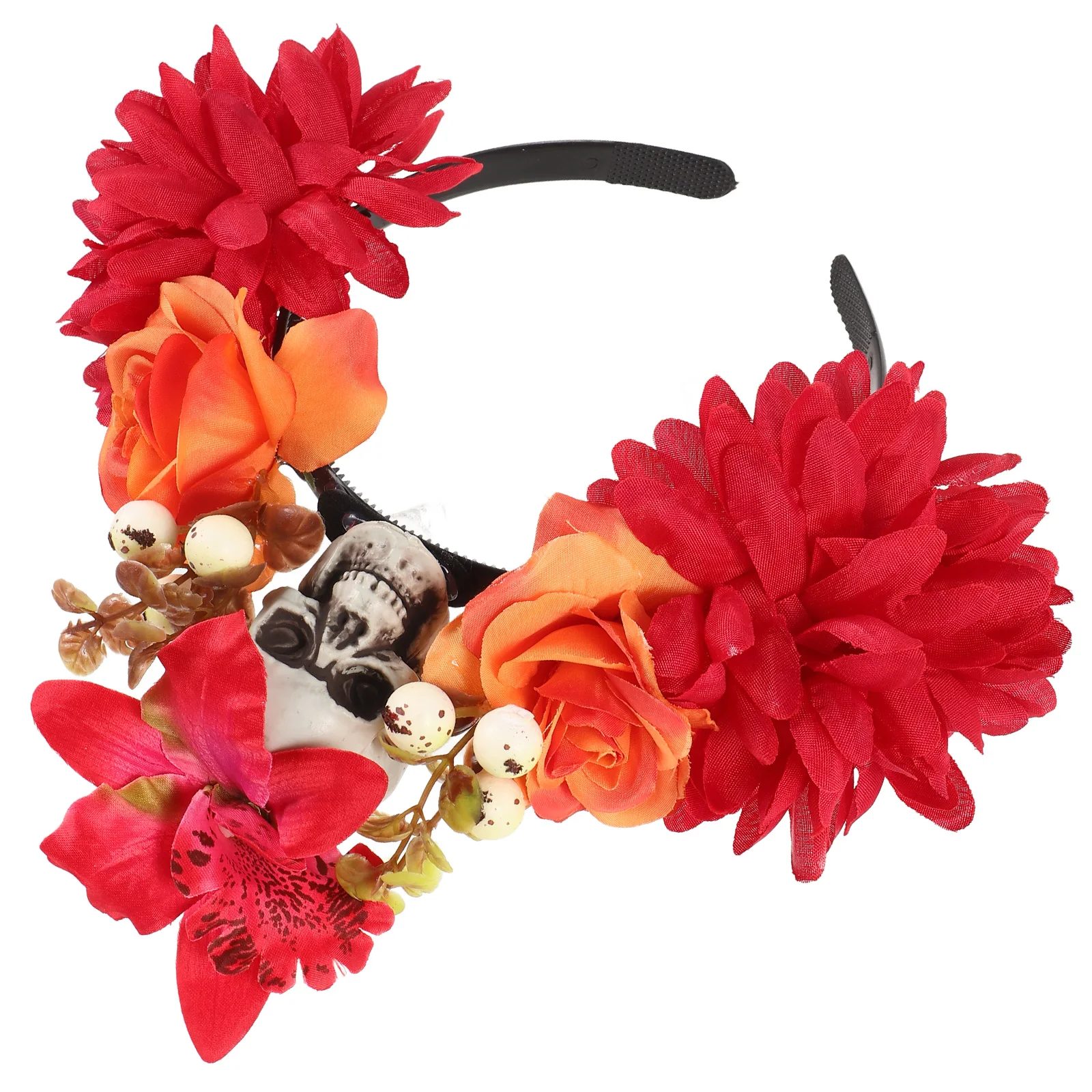 

Halloween Skull Hairband Artificial Flower Headpiece Costume Accessory Polyester Dark Decorative Hoop Party Props Day of The