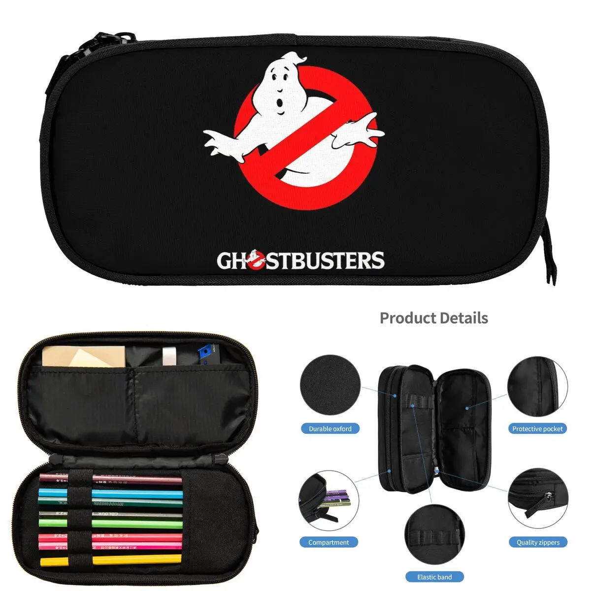 Пеналы с логотипом The GhostBusters для школьников, школьная коробка для ручек, сумка для карандашей, большая сумка для хранения, держатель для ручек