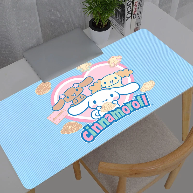 Tapis de souris Sanrio Cinnamoroll Gamer, grand tapis de bureau XXL pour clavier et souris, tapis en caoutchouc, tapis de souris pour jeux, tapis de souris pour ordinateur portable