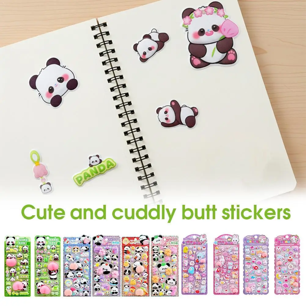 1Pcs Kawaii Cartoon Soft Cute Little Animal 3D Pinching Relaxing Butt Stickers For DIY Scrapbook Guitar Phone Case Laptop Decal